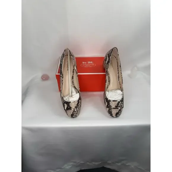NWT Coach Size 8 Isla Classic Print Snake heels - Picture 1 of 10